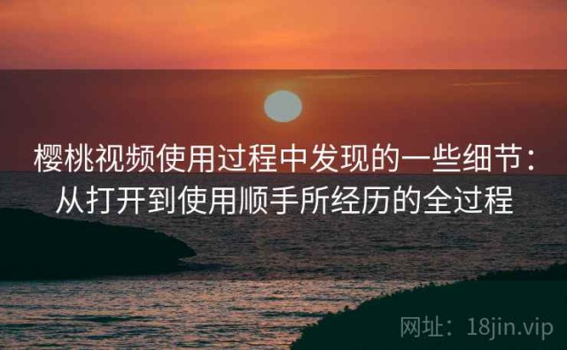 樱桃视频使用过程中发现的一些细节：从打开到使用顺手所经历的全过程