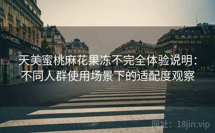 天美蜜桃麻花果冻不完全体验说明：不同人群使用场景下的适配度观察